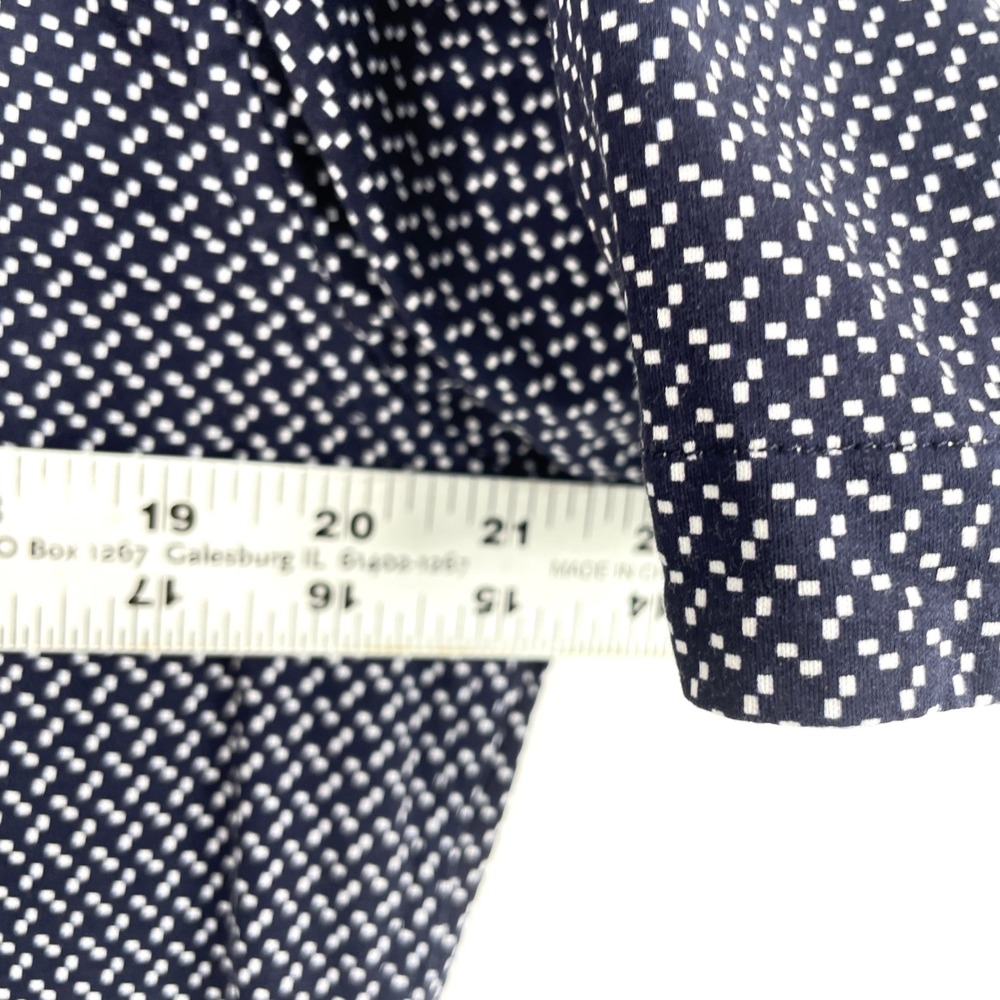 Butter Cloth Short Sleeve Button Down Shirt Mens L Navy Blue‎ White Geometric - Picture 3 of 8